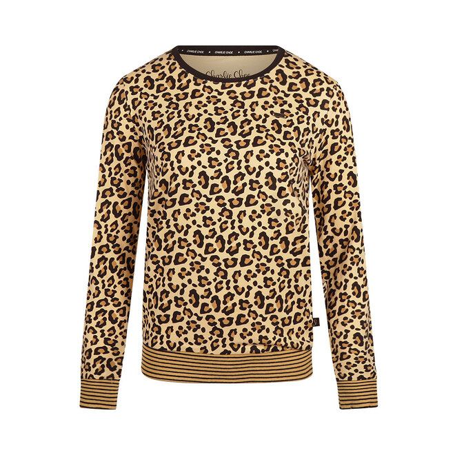 Charlie Choe Damenpullover, beige, Leopardenmuster