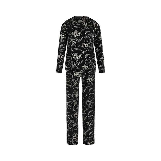Charlie Choe Women’s Pyjamas, Black Floral, Velour