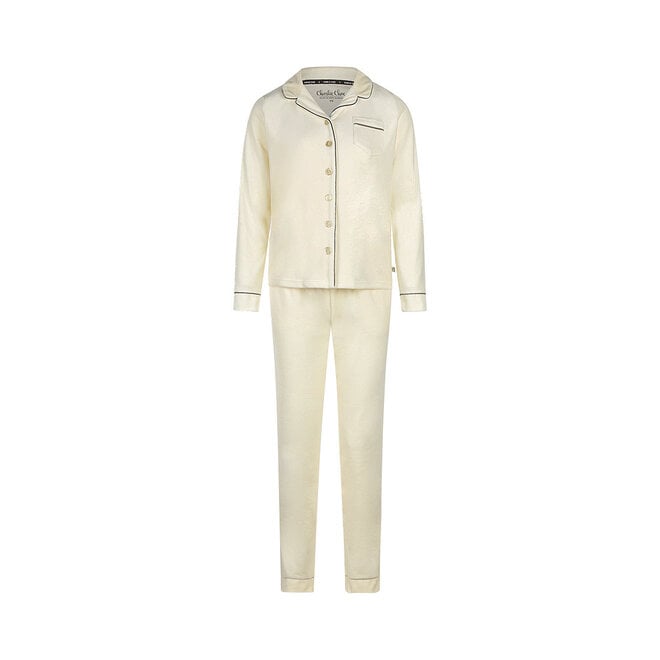 Charlie Choe Dames Pyjama Off White Velours