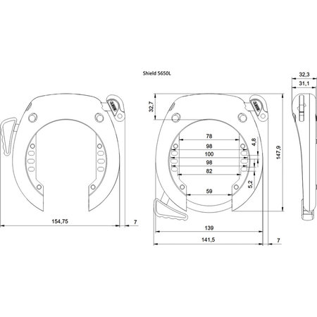 ABUS Ringslot Shield XPlus 5755L R Zwart - ART-2 keurmerk