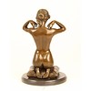Bronze sculpture of a naked woman putting on her necklace