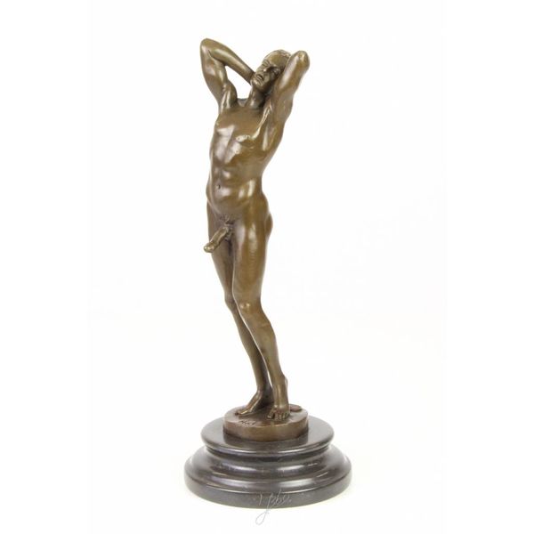  Bronzen beeld van een naakt poserende man