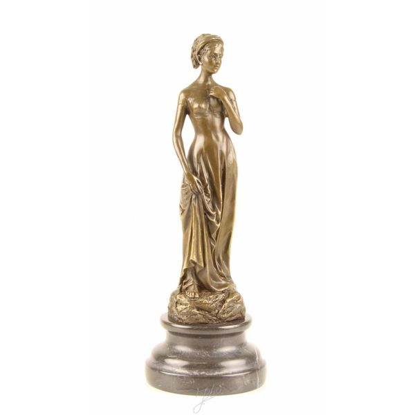  Bronze sculpture of a female in a long dress