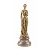 Bronze sculpture of a female in a long dress