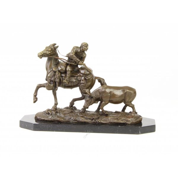  Bronze sculpture of a hunter on a horseback