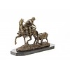 Bronze sculpture of a hunter on a horseback