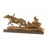 Bronze sculpture of a horse drawn sleigh