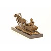 Bronze sculpture of a horse drawn sleigh