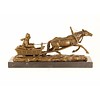 Bronze sculpture of a horse drawn sleigh