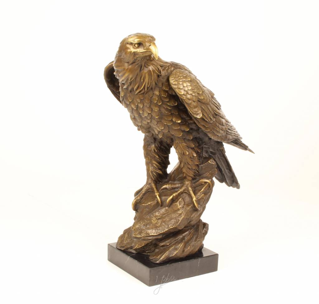 Bronze Sculpture Of A Golden Eagle On A Rock