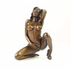 Bronze sculpture of a kneeling female nude pleasing herself