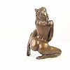 Bronze sculpture of a kneeling female nude pleasing herself