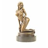 Bronze sculpture of a kneeling female nude in stockings and high heels