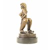Bronze sculpture of a kneeling female nude in stockings and high heels
