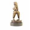 Bronze sculpture of a kneeling female nude in stockings and high heels