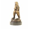 Bronze sculpture of a kneeling female nude in stockings and high heels