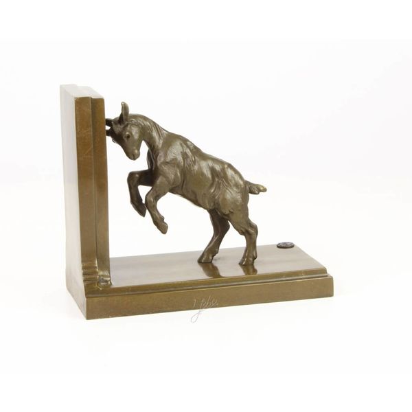  A bronze goat bookend