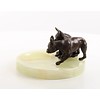 An onyx ashtray mounted with two pugs
