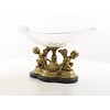 A bronze mounted glass bowl with cherubs