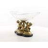 A bronze mounted glass bowl with cherubs