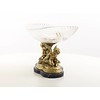 A bronze mounted glass bowl with cherubs