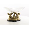 A bronze mounted glass bowl with cherubs