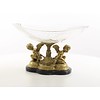 A bronze mounted glass bowl with cherubs