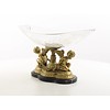 A bronze mounted glass bowl with cherubs