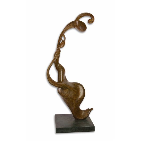  Modernist bronze sculpture of a naked female ribbon dancer