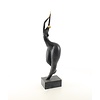 Een modernistisch bronzen beeld van een naakte dansende vrouw