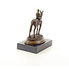 A bronze sculpture of a racehorse and jockey