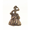 A bronze table bell of a lady with basket