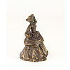 A bronze table bell of a lady with basket