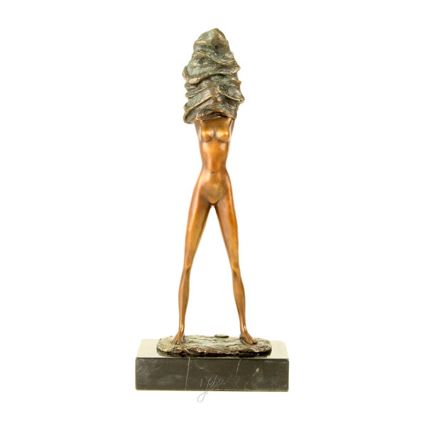  A bronze sculpture of an undressing female