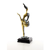 A bronze sculpture of a Modern art female nude