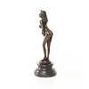 An erotic bronze sculpture of a standing female nude