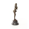 An erotic bronze sculpture of a standing female nude