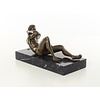 An erotic bronze sculpture of a reclining male nude