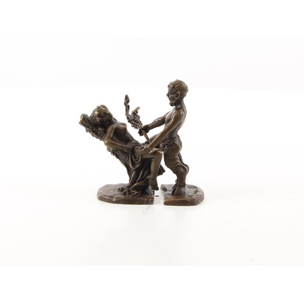  A bronze group of a satyr and female