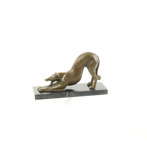  Bronze sculpture of a stretching Borzoi