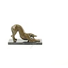 Bronze sculpture of a stretching Borzoi