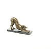 Bronze sculpture of a stretching Borzoi