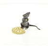 Bronze sculpture of a mouse eating a biscuit