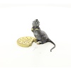 Bronze sculpture of a mouse eating a biscuit