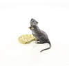 Bronze sculpture of a mouse eating a biscuit