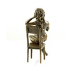 A bronze sculpture of an enticing female seated on a chair