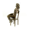 A bronze sculpture of an enticing female seated on a chair