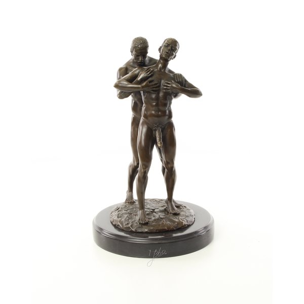  Erotic bronze sculpture of two naked gay males