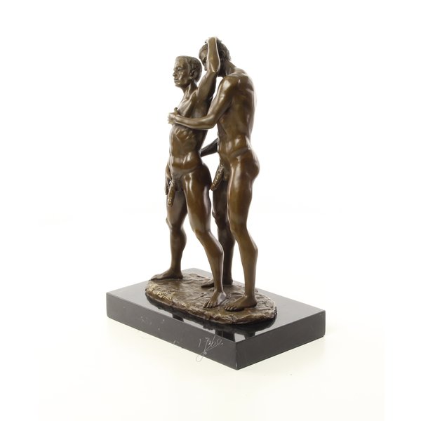  Erotische bronzen sculptuur van twee naakte gay mannen