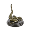 An erotic bronze sculpture of a reclining female nude